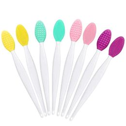 Pinceaux de maquillage 50pcs Brosse à lèvres exfoliante Nettoyage du nez Double face Soft Sile Scrub Tool Blackhead Supprimer Brushmakeup Drop Livraison H Otp0Z