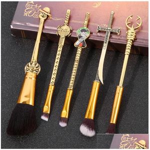 Make-up Kwasten 5-delige set uit één stuk met metalen handvat Borstelkit Perifere kerstcadeau Drop-levering Gezondheid Schoonheidsgereedschap Accessoires Dh4N3