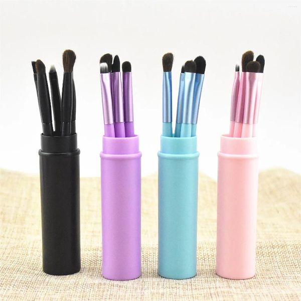 Pinceles de maquillaje, 5 uds., juego de cepillos para ojos de pelo de pony, herramientas, cubierta de versión Simple