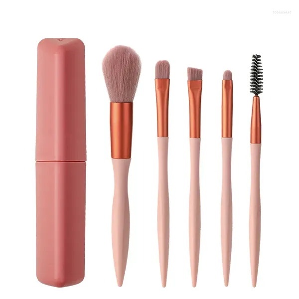 Pinceaux de maquillage 5 pièces, Mini ensemble Portable pour les yeux, fard à paupières, Eyeliner, brosse à sourcils, Kit de maquillage pour les lèvres