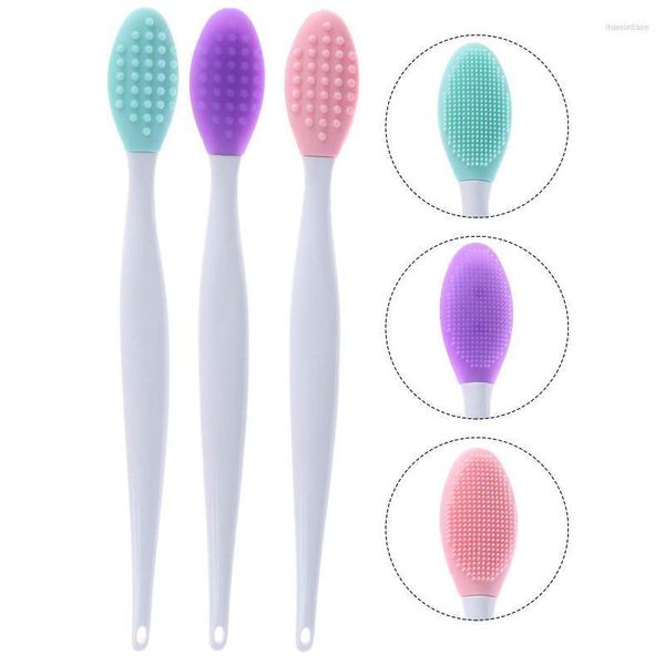 Cepillos de maquillaje 5pcs Silicona Exfoliante Herramienta de cepillo de labios Soft de doble cara para la limpieza de 6 colores y la nariz 6 colores