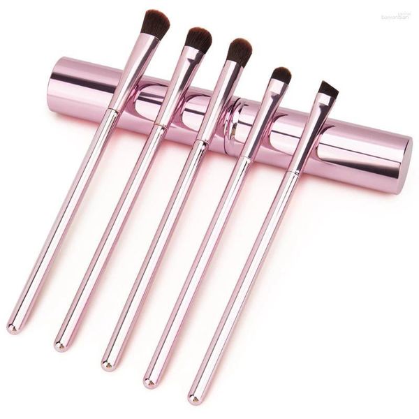 Brosses de maquillage 5pcs Travel Portable Mini Eye Sett with Barrel Smudge Eyeshadow Eyeliner Brush Brush Lip Cosmetics Kit