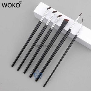 Make -upborstels 6pcs Eyeliner borstel Zet upgrade eyeliner borstel ultra dunne fijne hoek platte wenkbrauwborstel onder de ogen plaats make -up borstel hkd230821