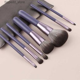 Pinceaux de maquillage 7 pièces ensemble de pinceaux de maquillage portables Premium cheveux synthétiques fond de teint poudre mélange fard à paupières pinceau cosmétique maquillage outils violet Q231110