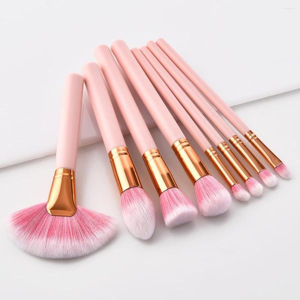 Pinceaux de maquillage 8 pièces ensembles de pinceaux cosmétiques professionnels poudre à sourcils fond de teint ombres outils cadeau rose
