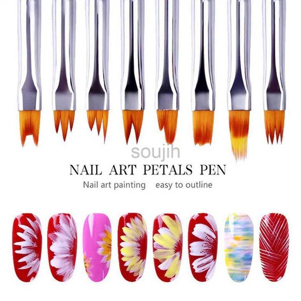 Brosse de maquillage 8pcs Nail Brush Set Gradient Pen Flower Paint Flower Paint Tools Brushes Manucure UV Gel Polit LDD240313