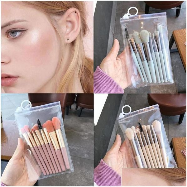 Pinceles de maquillaje 8 unids/pack conjunto de pinceles profesionales belleza portátil suave y esponjoso sombra de ojos corrector de mezcla tamaño mini herramienta entrega entrega Dhy2V