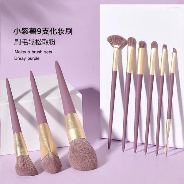 Pinceaux de maquillage 9 pièces, ensemble de pinceaux, cheveux doux, ombre à paupières, correcteur ample, plein de beauté abordable