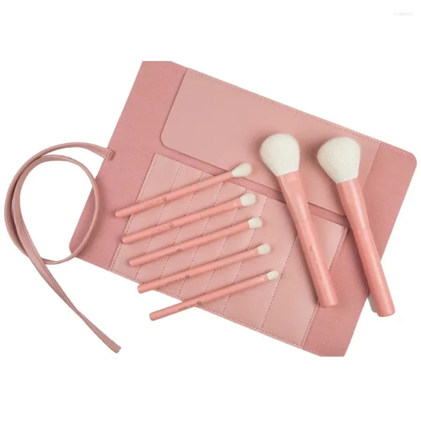 Pinceaux de maquillage AILANDI 7 pièces couleur rose naturel obtenu poudre de cheveux ombre à paupières mélange Eyeliner cils sourcil brosse ensemble