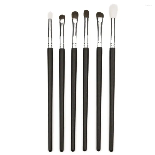 Pinceles de maquillaje AILANDI Pro 6 piezas Lápiz suave Cónico Pliegue Mezcla Cabra Pelo de caballo Ángulo Plano Sombra de ojos Kit cosmético Mancha