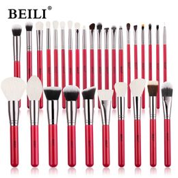 Brosses de maquillage Beili Red Natural Brush Ensemble 11-30 pièces Basic Mixed Powder Blusher Professional Eyebrow MAQUILLAJE Q240507