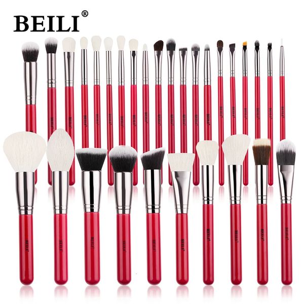 Pinceles de maquillaje BEILI Juego de pinceles de maquillaje naturales rojos 11-30 piezas Base de mezcla en polvo Rubor Ceja Sombra de ojos profesional brochas maquillaje 231102