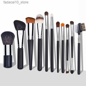 Make-up Kwasten Zwarte Make-up Kwasten Set Professionele Natuurlijke Geitenhaar Borstel Foundation Poeder Contour Oogschaduw Make-up Kwasten Gratis Verzending Q240126