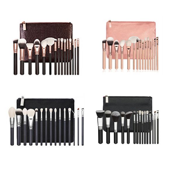 Broussures de maquillage marque la meilleure qualité 15pcs / set pinceau avec sac PU Professionnel pour la poudre fondation à fard à paupières à fard à paupières Mélanges Q240507