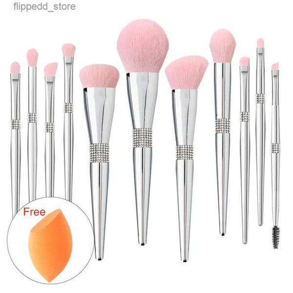 Pinceles de maquillaje Juego de pinceles 11 piezas Pincel cosmético premium para base Blush Corrector Sombra de ojos Resalte de cejas Pincel de maquillaje rosa Q231110