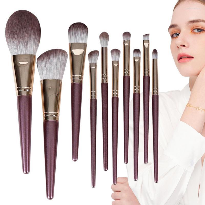 Makeup Brushs Brush Set Professional Soft Brestles With Storage Container 10st Stylish Violet Portable Cosmetic