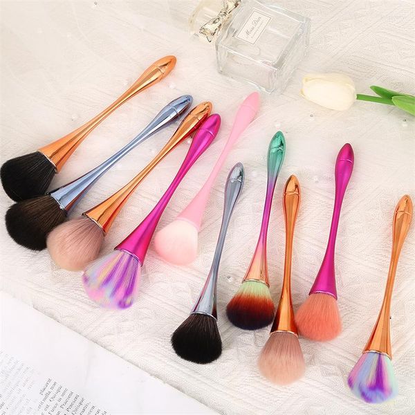 Pinceaux de maquillage Brosse petite taille Nail Art Dust Remover Internet Celebrity Powder Blu