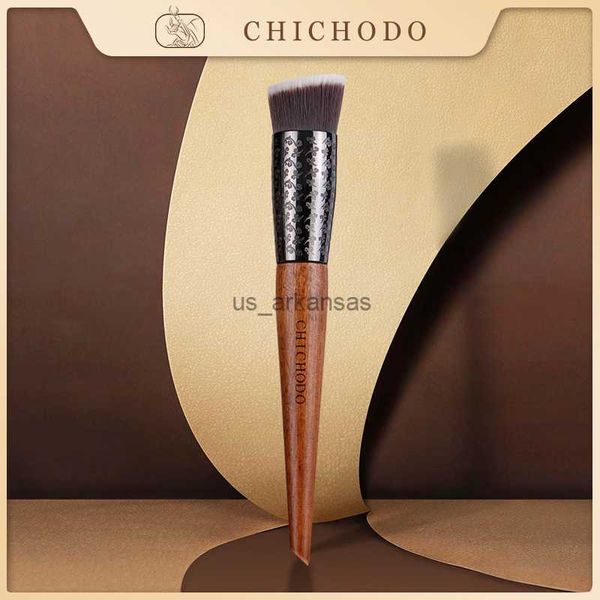 Pinceles de maquillaje CHICHODO Pincel de maquillaje-Serie ámbar Tubo tallado Cabello sintético Líquido Base de maquillaje Pincel-BB Cream Cosmetic Pen-Beauty-Cosmetic-F224 HKD230821