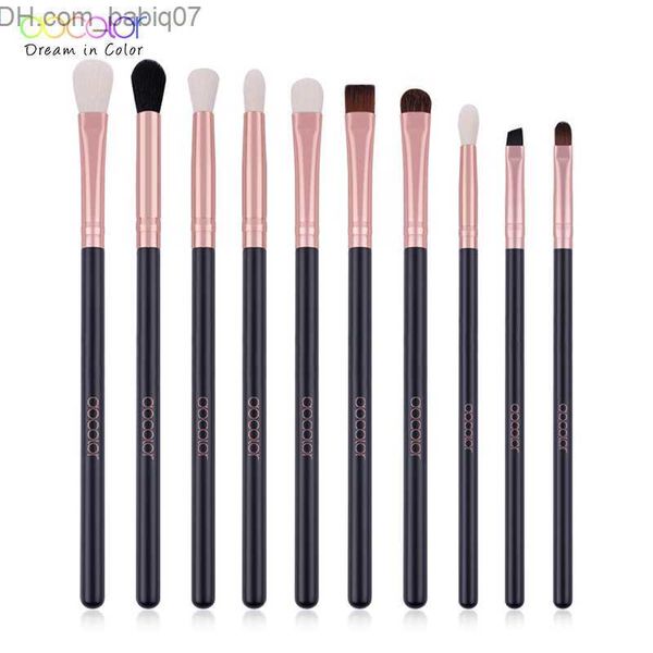 Pinceles de maquillaje Color 10 Unids conjunto de pinceles de cejas negras polvo de pelo de caballo sombra de ojos básica Pincel de maquillaje cosméticos pin de labios herramienta de maquillaje Z230726