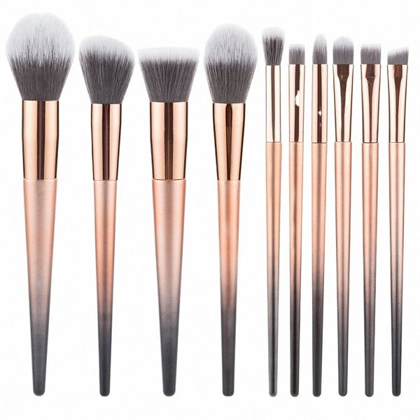 Pinceles de maquillaje Polvo cosmético Sombra de ojos Foundati Blush Blending Beauty 10 Unids / lote Crystal Gradient Make Up Brush Tool Set i8p5 #