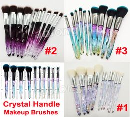 Make-up kwasten Set met kristal handvat 10 stuks Cosmetische kwast Diamant Transparant Kabuki Contourpoeder Foundation Brush Concealer Oog S3627434