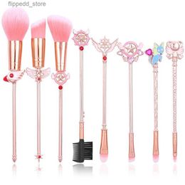 Pinceaux de maquillage Mignon Cardcaptor Sakura pinceaux de maquillage ensemble tenue rose cheveux synthétiques brosse en or Rose outil de brosse d'artiste professionnel de qualité supérieure Q231110