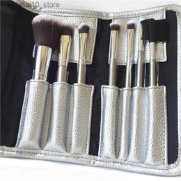 Pinceaux de maquillage Ensemble de pinceaux de maquillage antibactériens de luxe - Kit de cheveux synthétiques antibactériens à 7 pinceaux - Outils de mélange de cosmétiques de beauté Q240126