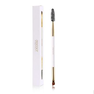 Pinceaux de maquillage Docolor Brosse à sourcils et peigne en bois Maquillage professionnel coudé pour les sourcils Cheveux synthétiques Maquillage en bois Livraison directe Dhdop