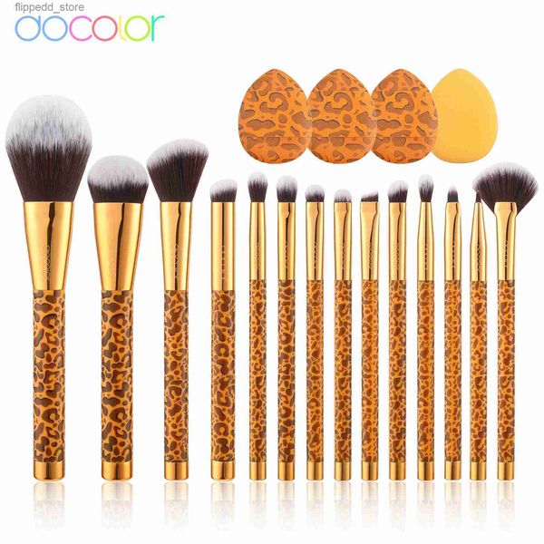 Pinceaux de maquillage Docolor nouveaux pinceaux de maquillage ensemble 14 pièces fard à paupières fond de teint femmes professionnel Blush beauté cosmétiques outil avec 4 pièces houppette de poudre Q231110