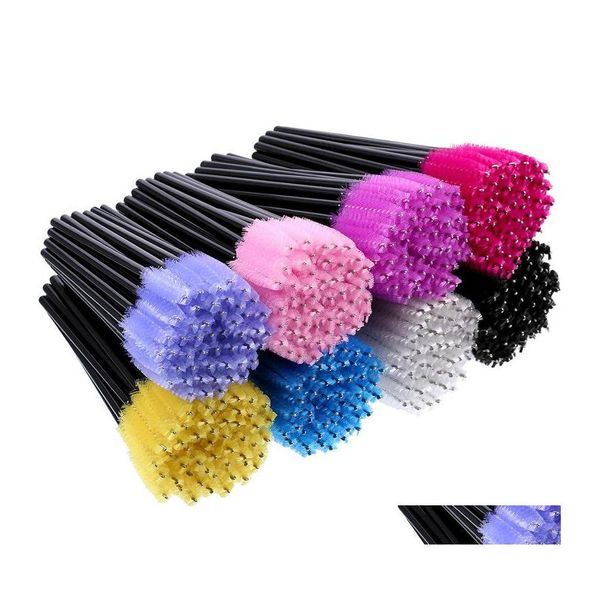 Pinceaux de maquillage Cils Eye Lash Brosse Mini Mascara Baguettes Applicateur Jetable Outil D'extension 52 Couleurs Drop Livraison Santé Beauté Dhxa2