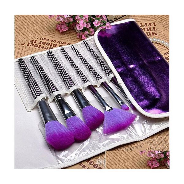 Pinceles de maquillaje Pincel de moda 16 unids / set Sombra de ojos púrpura Dedo Delineador de ojos Herramienta de labios Contiene bolsa de cosméticos Entrega de gota Salud Belleza Dhdd7