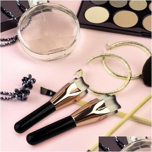 Brosses de maquillage à cinq points d'étoile de fond de teint sans équipage Brusque Fashion Fonction confortable Hold Bright Black Wood Gandoue WomenmakeUp Drop D Dhlja