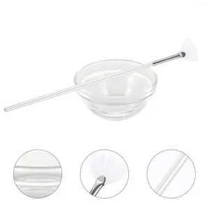 Pinceaux de maquillage bol de mélange en verre, brosse en éventail de beauté en forme de Blush, masque Facial, outils applicateurs blancs et