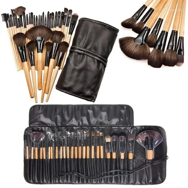 Cepillos de maquillaje GUJHUI Professional 24 PCS Set Tools Herramientas Kit de tocador Kit de lana Caso de maquillaje de alta calidad