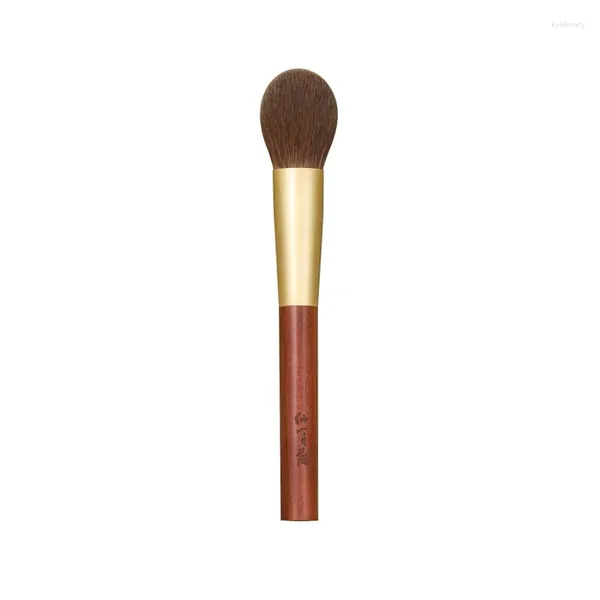 Pinceaux de maquillage HG107 professionnel fait à la main doux rouge écureuil cheveux plat rond Blush fard à joues brosse palissandre poignée maquillage