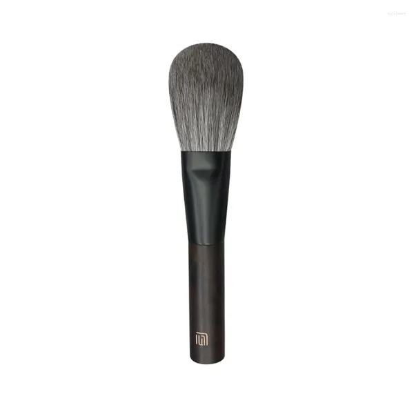 Pinceaux de maquillage HH21, brosse professionnelle faite à la main, poils de chèvre argentés doux, poudre pour le visage inclinée, manche en ébène