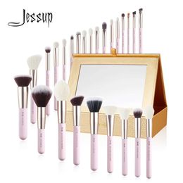 Brosses de maquillage Jessup Brushes Set Professional Makeup Brush Basic Feed Shadow Powder Contour Ligne mixte Ligne 15-25 pièces Cosmetic Box T295 Q240522