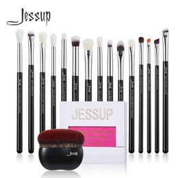 Brosses de maquillage Jessup Makeup Brush Set 15 Précision Brushes d'ombre à paupières Eyeliner mélangés avec un correcteur naturel synthétique noir T177 Q240507