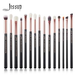 Make-up kwasten Jessup Make-up kwastenset 15-delig Make-up kwast Gereedschapsset Eyeliner Shader natuurlijk synthetisch haar Rose goud/zwart T157 231202