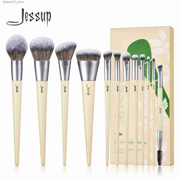 Pinceles de maquillaje Jessup Juego de pinceles de maquillaje Ecológico Premium Base sintética en polvo Corrector en ángulo Mezcla Sombra de ojos Dúo Ceja T327 Q240126