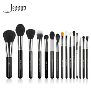 Pinceaux de maquillage Jessup Pro pinceaux de maquillage ensemble 15 pièces maquillage cosmétique poudre fond de teint fard à paupières Eyeliner lèvres noir T092 231031