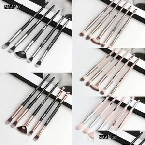 Pinceles de maquillaje Maange 6Pcs Set Pro Powder Eyeshadow Eyeliner Eye Brow Blend Corrector Shading Make Up Brush Kit de herramientas cosméticas Drop D Dh2Vz