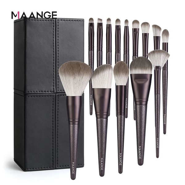 Pinceles de maquillaje MAANGE 7/12/14PCS Juego de brochas de maquillaje con soporte Base para la cara Colorete en polvo grande Sombra de ojos Corrector Herramientas de maquillaje de belleza 231218