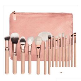 Make-up kwasten Make-up kwasten Kwast 15 stks/set met Pu-zak Professioneel Voor Poeder Foundation Blush Oogschaduw Drop Delivery Gezondheid Beau Dhc9B