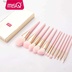 Pinceaux de maquillage MSQ 12 pièces ensemble de pinceaux de maquillage poudre Blush fard à paupières pincel maquiagem Kits de pinceaux de maquillage outils cosmétiques avec sac en cuir PU rose Q231110