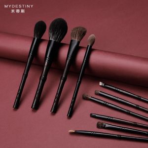 Makeup Brushes MyDestiny Luxury 10 PCS Brush Brush Set Ebony High Grade Animal Soft Fox Squirrel GOAT HEIR 240124 Q240507