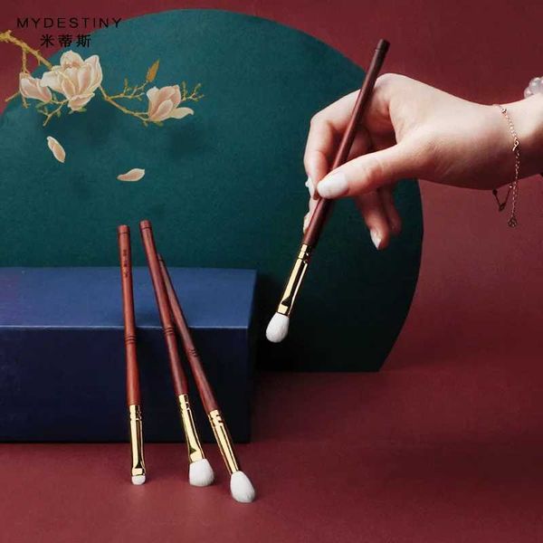 Makeup Brushes MyDestiny - Luxury Natural Animal Hair and Eye Brush Set with Redwood Handle Professional 4 High Quality Brand Q240507