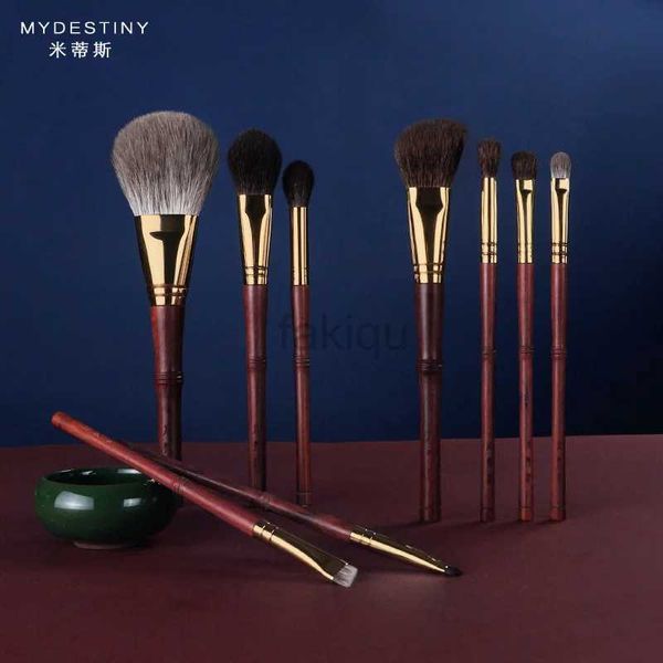 Brosses de maquillage MyDestiny Makeup Brush-Luxurious Luxurious Tantional Ebony Handle Brushes Set-9PCS-Rosewood High Grade Natural Hair Professional Kit ZLN240222