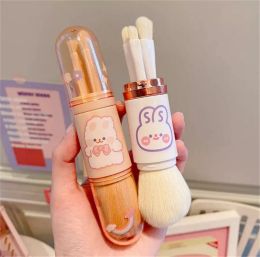 Pinceaux de maquillage télescopiques 4 en 1, ensemble Portable de voyage, fard à paupières, lèvres, cosmétiques, Kit pour le visage, nouveauté