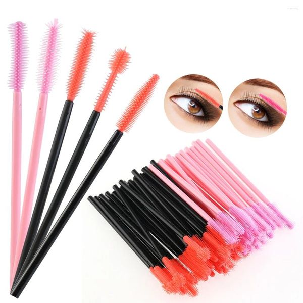 Pinceles de maquillaje NUOLUX 50 piezas desechables de silicona para pestañas, varitas para rímel, juego de cepillos, aplicadores de extensión